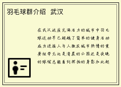 羽毛球群介绍  武汉